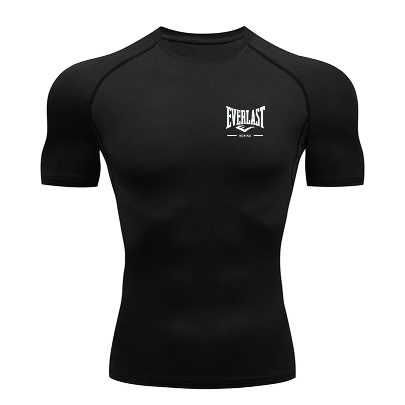 Camiseta de Compressão Masculina para Corrida Manga Curta Treino de Academia Fitness Jogging Esportiva