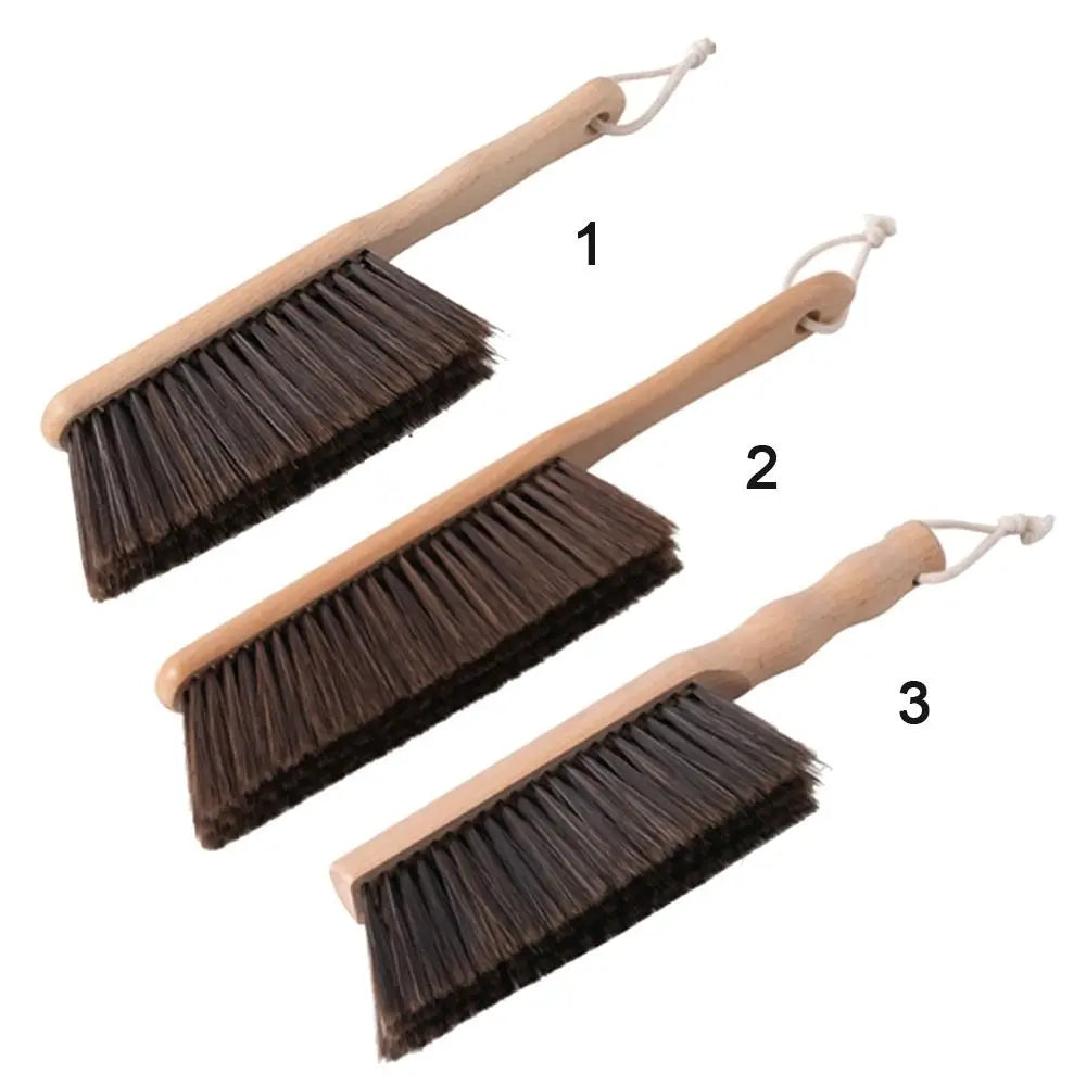 Escova de Cerda de Madeira Natural Antiestática para Mesa Moedor de Barra Escovas de Limpeza de Pó de Café Vassoura Doméstica para Limpeza de Cama