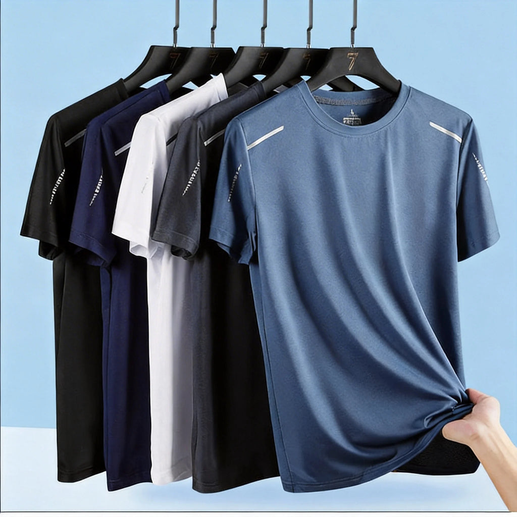 1pcs Men's Quick Drying T-shirts Males Breathable Running Hiking Fishing Tees Soft Elasticity Outdoor Sports Short Shirts Summer