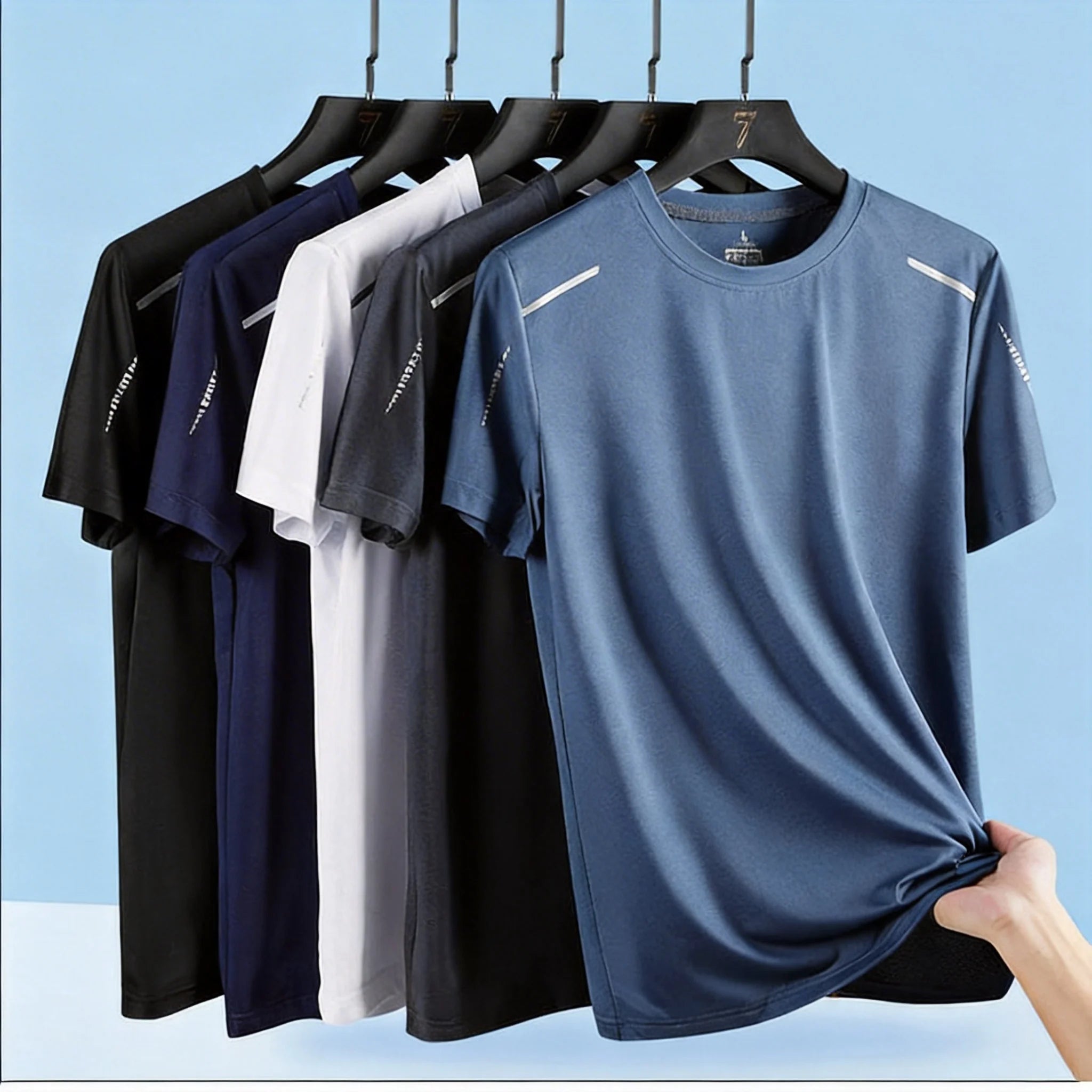 1pcs Men's Quick Drying T-shirts Males Breathable Running Hiking Fishing Tees Soft Elasticity Outdoor Sports Short Shirts Summer