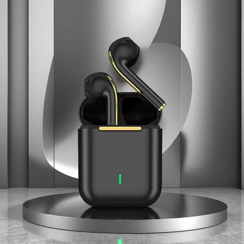 Fone de Ouvido Bluetooth J18 5.3, Auricular Dul-Channel com Estojo de Carregamento USB-C HiFi Estéreo, Fones de Ouvido Intra-auriculares,