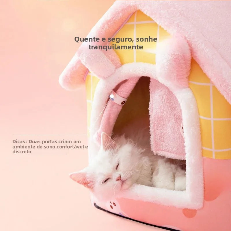 Casa de Cachorro para Inverno, Quente, Envolvente, Espessa, para Moradia, Lavável, Destacável, Formato Pequeno, Aconchegante