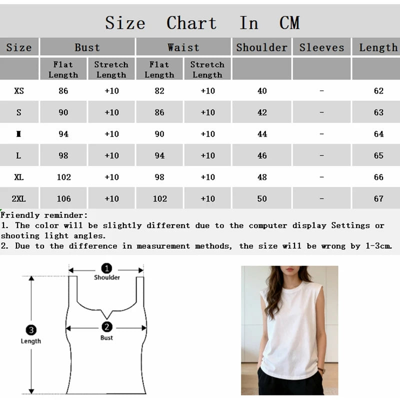 Regata Feminina Solta Sem Mangas Casual Verão Colete Básico Diário Camiseta Estilo Doce Adequado Para Estudantes Elástico Macio Roupa Feminina - preto M