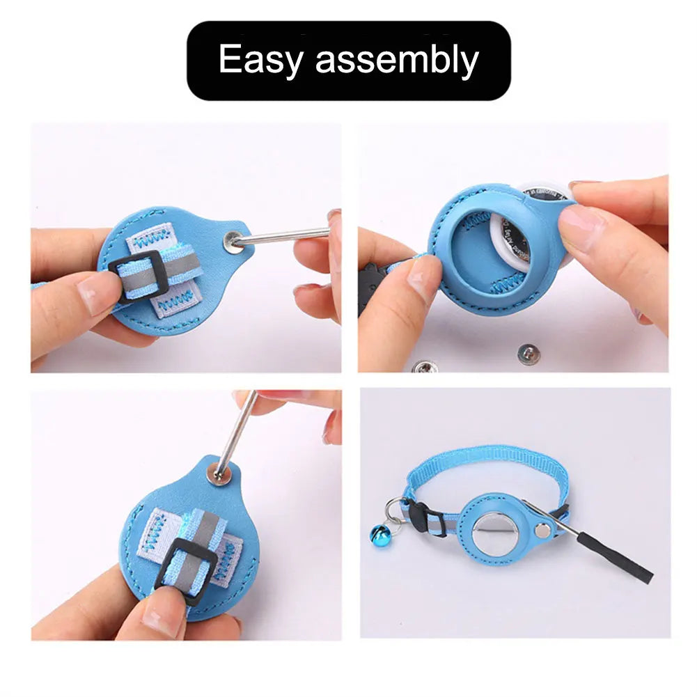For Apple AirTag Cat Collar Reflective Pet Collar Safety Buckle Kitten Collar Adjustable for Cat Kitten