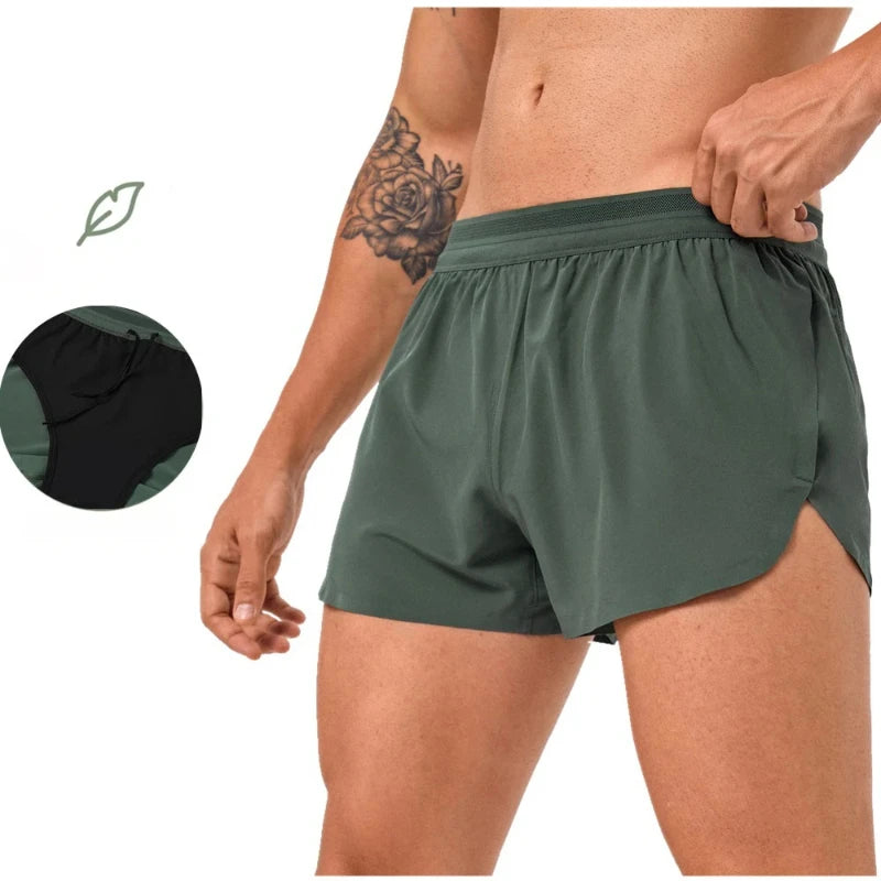 Shorts Esportivos Masculinos de Corrida para Academia com Forro Anti-escape Secagem Rápida para Treino Fitness Corrida Calça Flecha