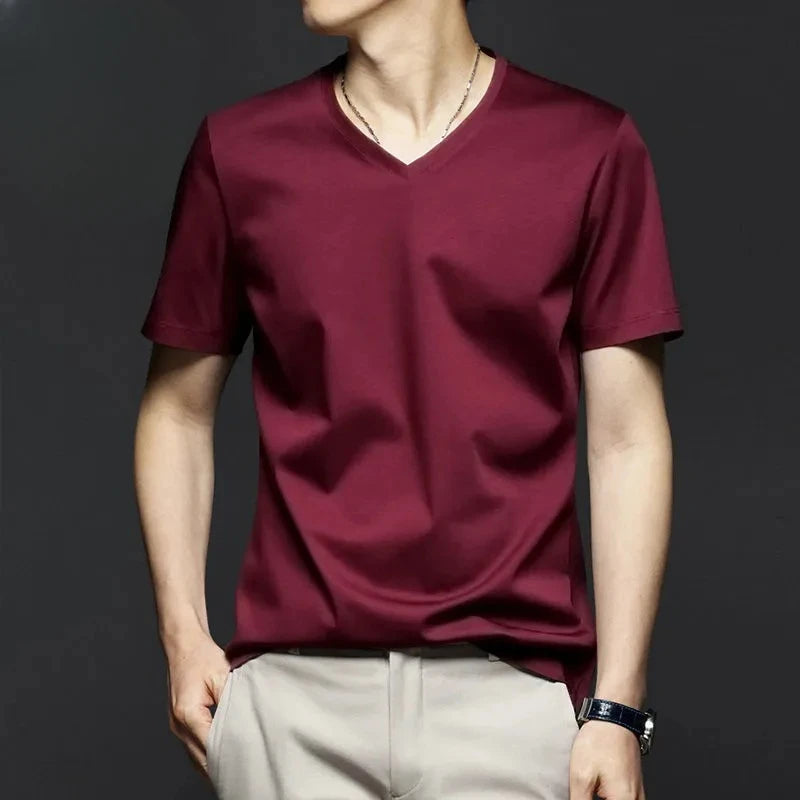 Minglu Modal Summer Men's T-shirts High Quality Short Sleeve Solid Color Round Collar Simple Casual Male Tees Plus Size 5XL