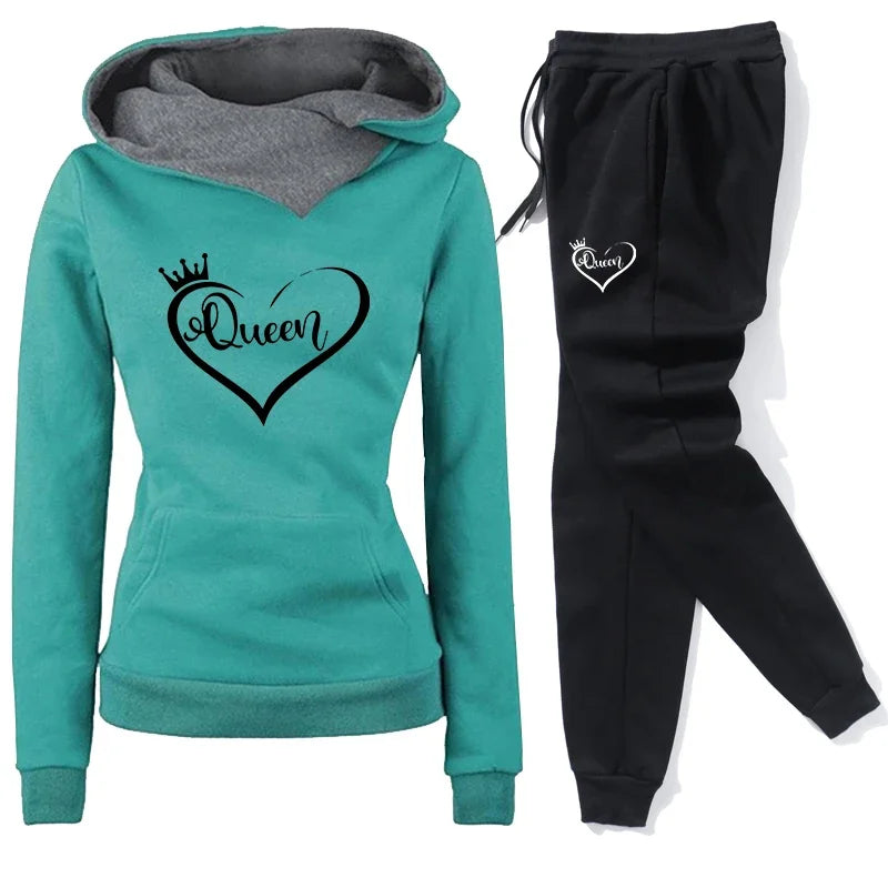 Women's Tracksuit Autumn Winter Quality Hoodies Casual Print Single Sport Pants Comfort Outdoors Daily Jogging Gym Woman Fashion