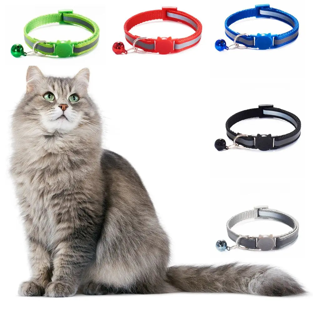 Opções Lindas Ajustáveis Refletivas com Guizos Fivelas de Nylon Acessórios para Pets Tira para Pescoço de Gato Coleira para Gatos Decoração para Gatinhos