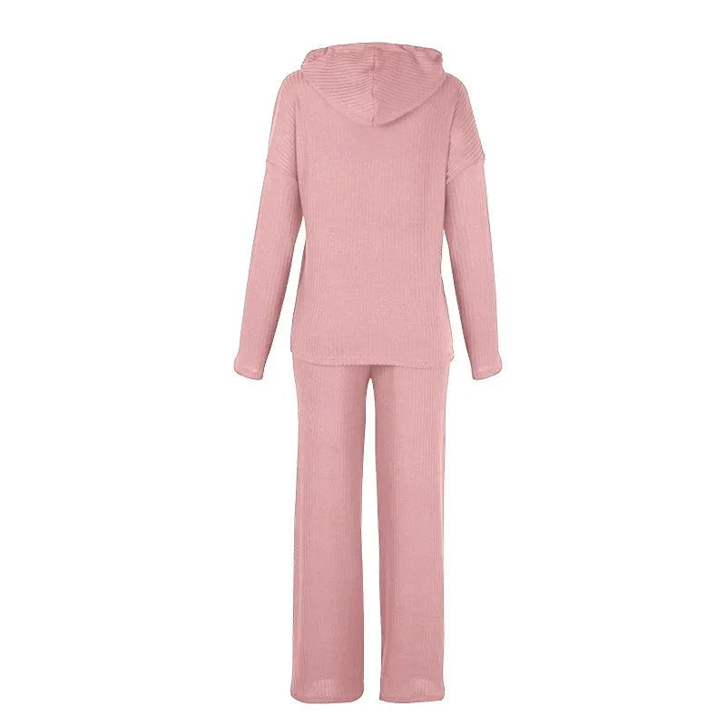 2023 Outono Casual Feminino Moletom Agasalho Lounge 2 Peças Conjunto Solto Com Capuz Para Mulheres