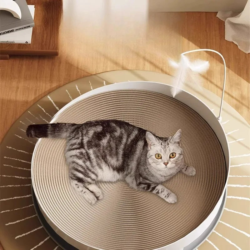 Cama Arranhador Redonda 3 em 1 para Gatos Brinquedo para Afiar Unhas sem Resíduos Resistente ao Desgaste Ninho de Verão Almofada Durável para Arranhar Interativo para Gatinhos