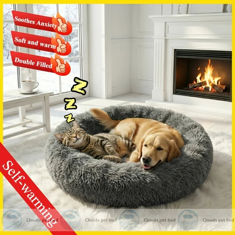Cama Calmante para Cães e Gatos com Recheio Extra, adapta-se ao formato do corpo do seu pet | Macia e fofa como deitar-se nas nuvens | 9 cores