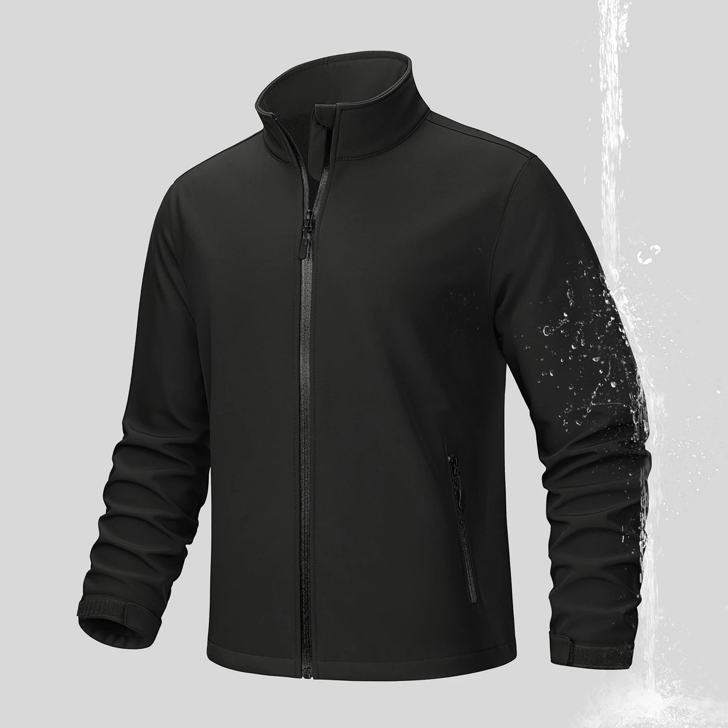 Tacvasen Jaqueta Softshell Masculina Forrada com Fleece Zíper Completo Jaqueta de Chuva Masculina Jaqueta de Trabalho ao Ar Livre Corta-vento Masculino para Trekking Primavera Caminhada