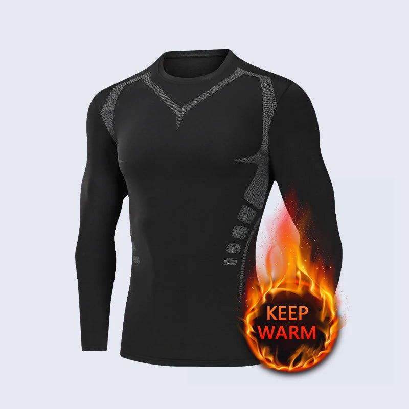 Uma peça de blusa masculina justa de manga comprida, fina, de secagem rápida e alta elasticidade para fitness, adequada para esportes de primavera e verão