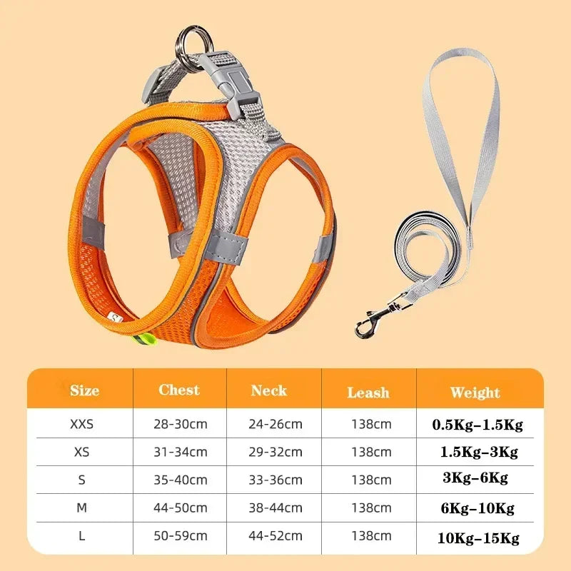Conjunto de Coleira e Peitoral para Cães Pequenos Bulldog Francês Chihuahua Pug Coleira de Caminhada ao Ar Livre Coleira Ajustável para Filhotes de Cachorro e Gatos