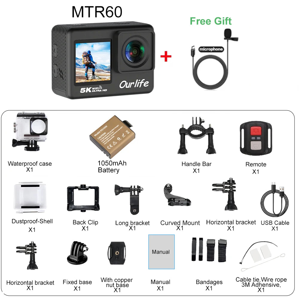Ourlife 5K30FPS Action - Camera 2.0'' - Touch LCD 170°