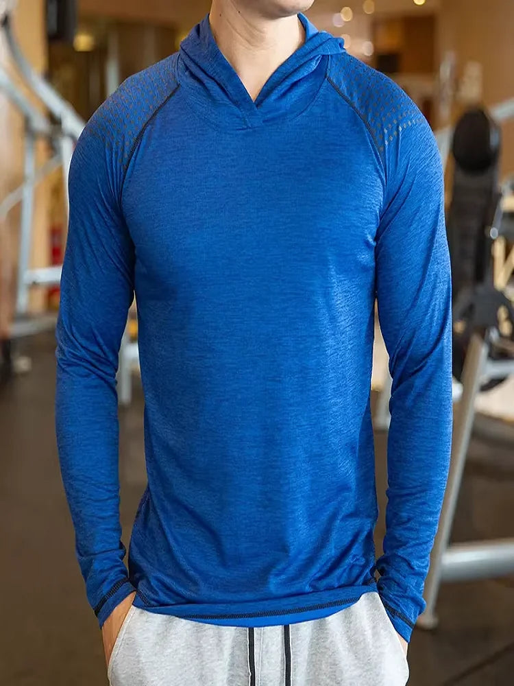 Camiseta Masculina de Secagem Rápida Respirável Roupa Esportiva Blusa de Treino Camiseta Manga Longa Masculina Outono Corrida Acessórios de Academia Masculino Fitness