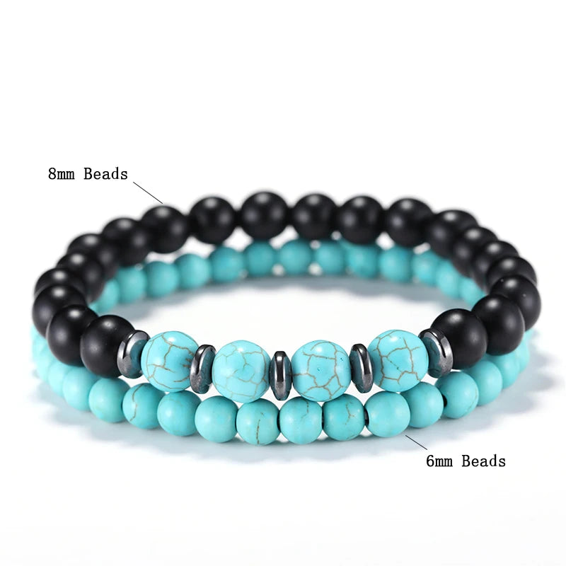 Noter Conjunto de Pulseiras Masculinas 5 Cores 2 Peças/Par Olho de Tigre Howlita Pulseira de Pedra Energia Positiva Cura Pulseira Masculina Pulsera Homme