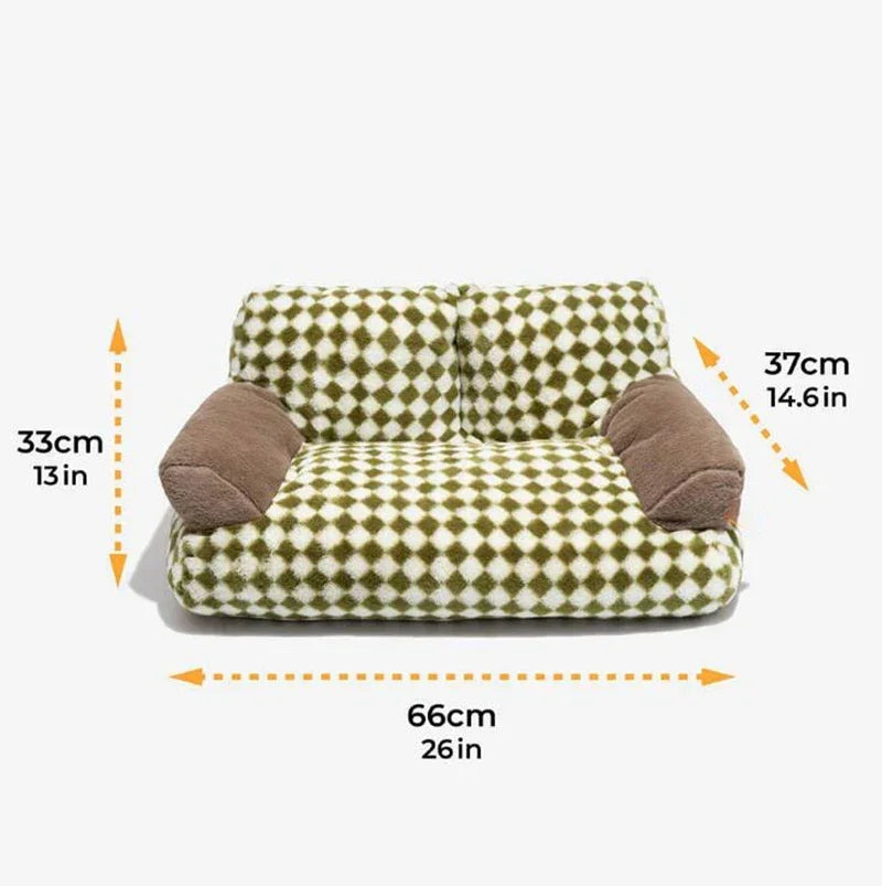Sofá Ortópedico de Pelúcia para Inverno, Almofada Confortável, Cama para Gatos, Cama Desmontável para Cães de Pequeno a Médio Porte