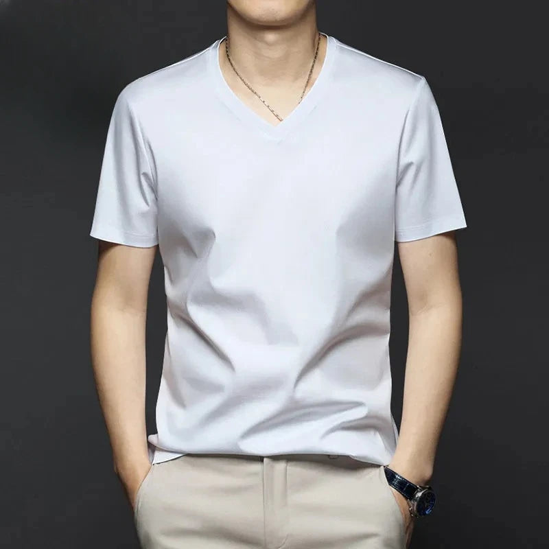Minglu Modal Summer Men's T-shirts High Quality Short Sleeve Solid Color Round Collar Simple Casual Male Tees Plus Size 5XL