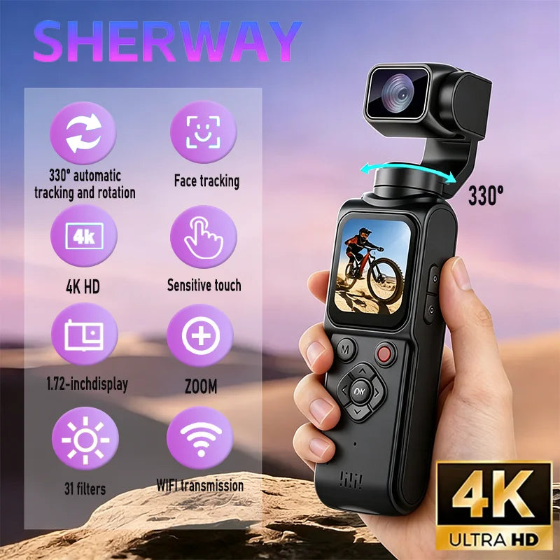 4K Wifi Action - Camera 330° - Auto-rotate Len Pocket