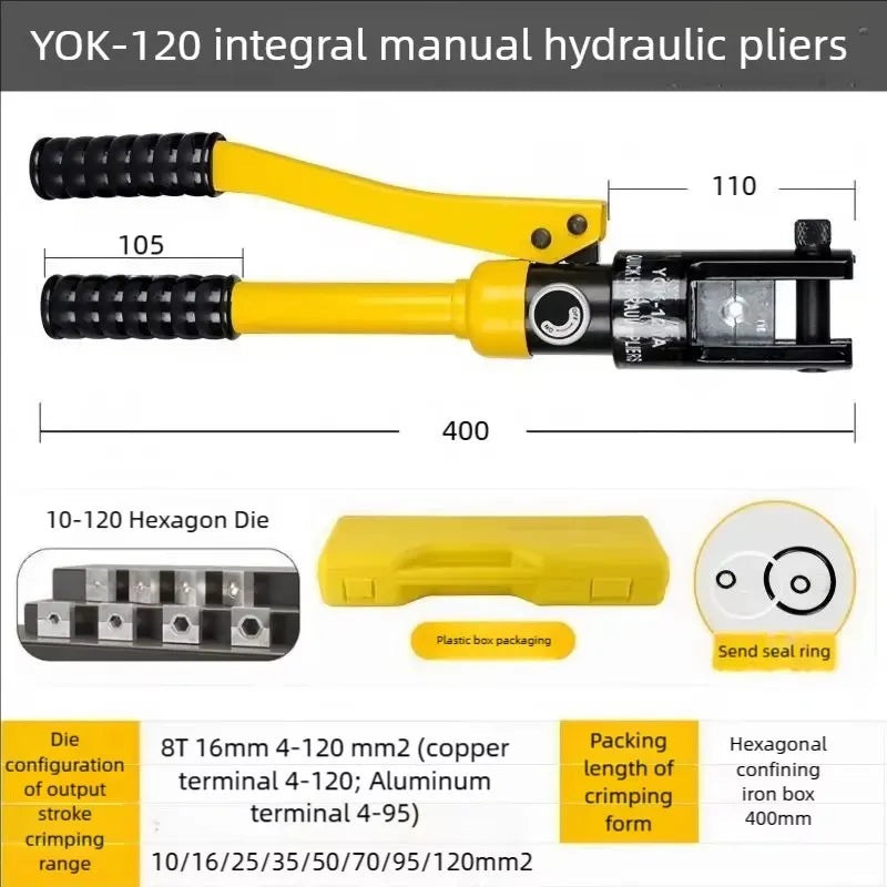 Alicate Crimpador Hidráulico JH 6T YQK-70(4-70) / YQK-120(10-120), Ferramenta Hidráulica Doméstica para Terminais de Cabo