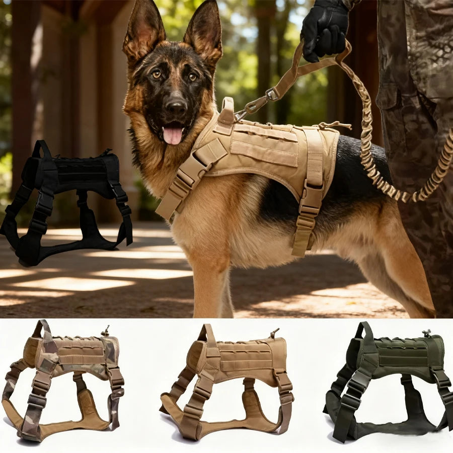 Coleira de Peitoral Tático para Cães Médios e Grandes Coleira para Cães Colete Militar para Cães Arnês Ajustável para Cães de Serviço para Treinamento e Caminhada
