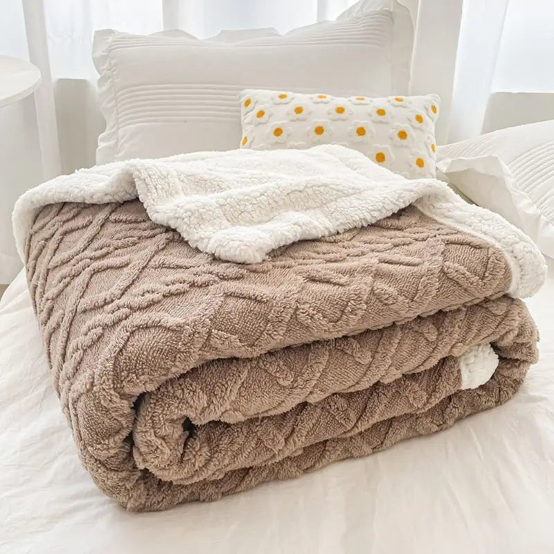Rakksab Version Silk Fleece Lamb Fleece Bedroom Living Room Study Thickened Silk Fleece LambFleece Doublesided Blanket Available