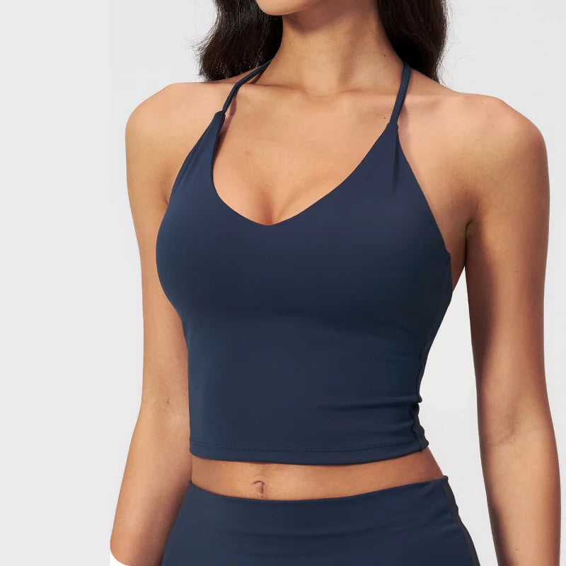 Roupa de academia feminina Regata esportiva feminina Roupa de academia justa com bojo Regata de yoga emagrecedora Top esportivo feminino Roupa de treino