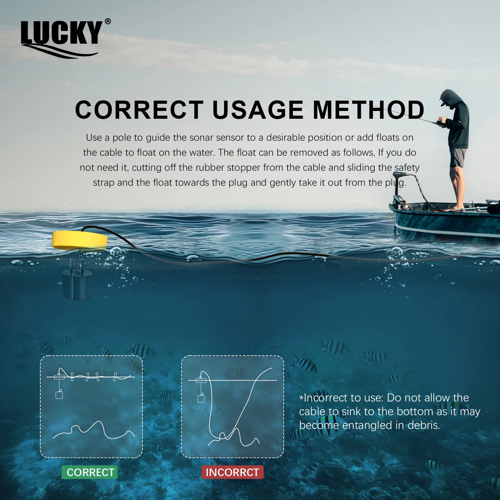 Sonda Localizadora de Peixes Portátil LUCKYLAKER FFC1108-1 100M
