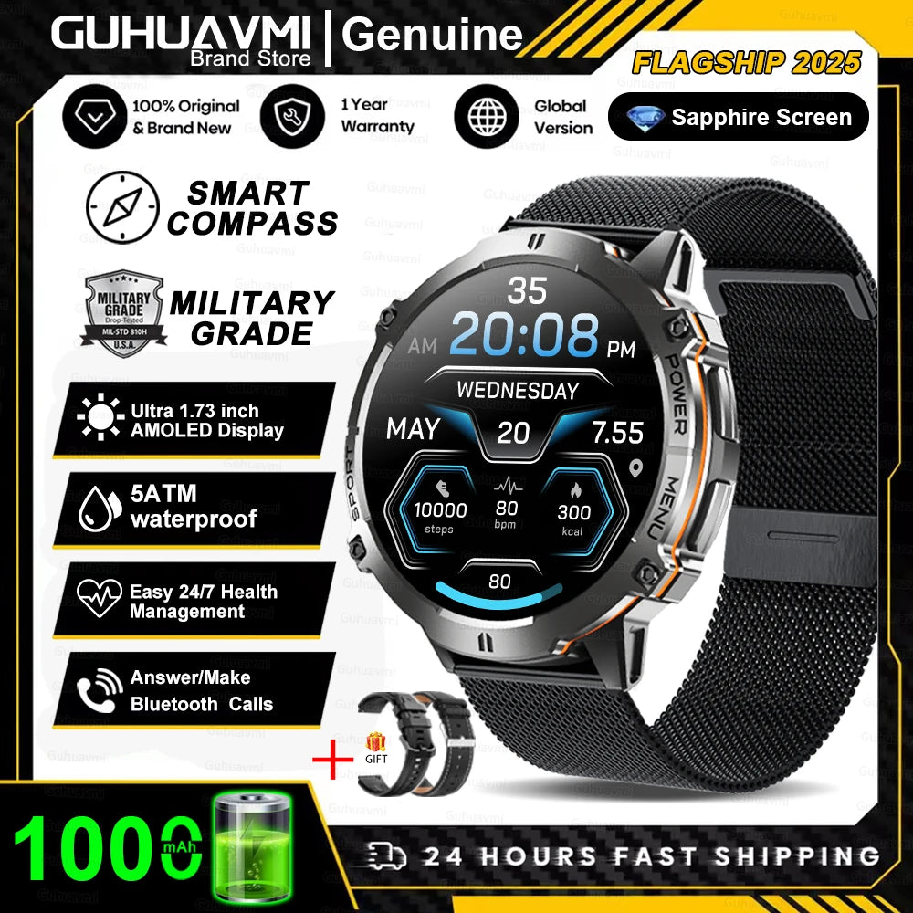 Smartwatch T-Rex 3 Militar Bateria 1000mAh 10ATM À Prova D'água GPS Bússola Altímetro Chamada AMOLED Masculino Natação Esportes