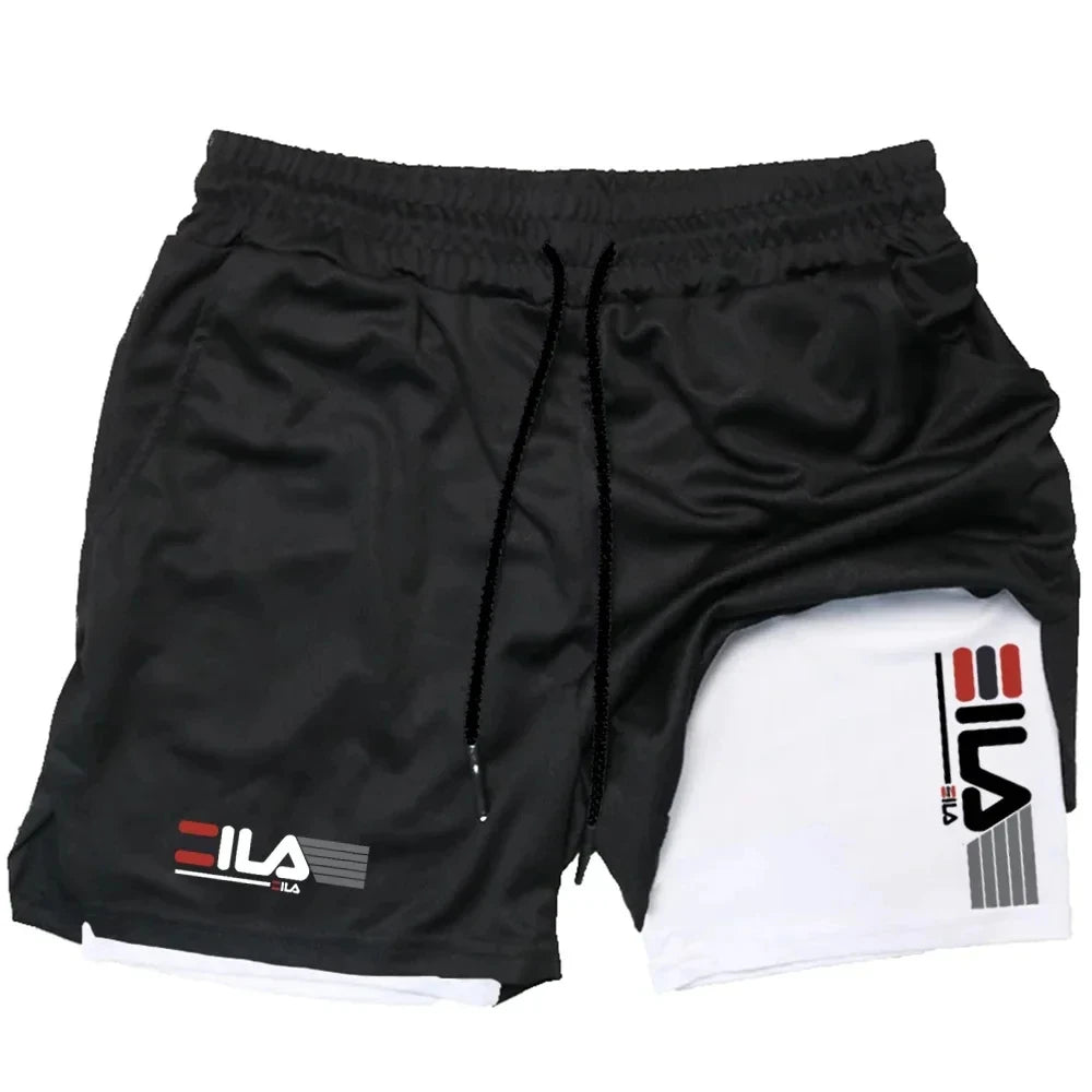 Men's Two-in-one Sports Shorts Breathable Casual Quick-drying...