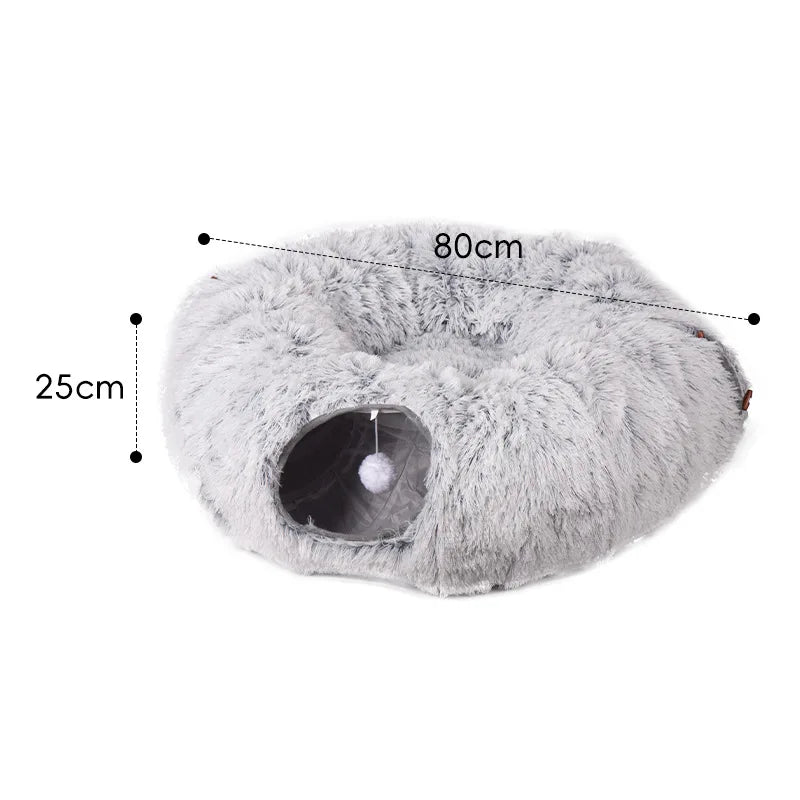 Foldable Fluffy Cat Bed Tunnel Toy for Winter Pet Supplies Cat Drilling Playhouse with Storage Home & Garden Cat Supplies