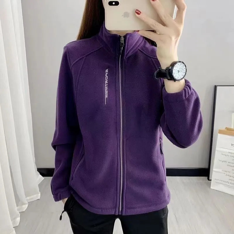 2024 Outono Inverno Casaco Feminino de Lã Engrossado para Exteriores Gola Alta Cardigã de Moletom Pelúcia Macia Quente Roupa Superior 1 - 3xl【 62.5-70kg 】 Vermelho
