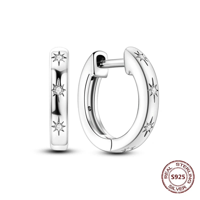 Star Moon Sun Hoop Earrings 925 Sterling Silver Original Star Shining Zircon Tassel Long Earrings For Women Luxury Jewelry Gift