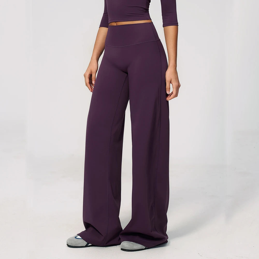 Yoga Pants Women Straight Leg Bottoms Women's Mid-Waist Fitness Pants Gym Leggings Naked Feel Pilates Running Sports Trousers