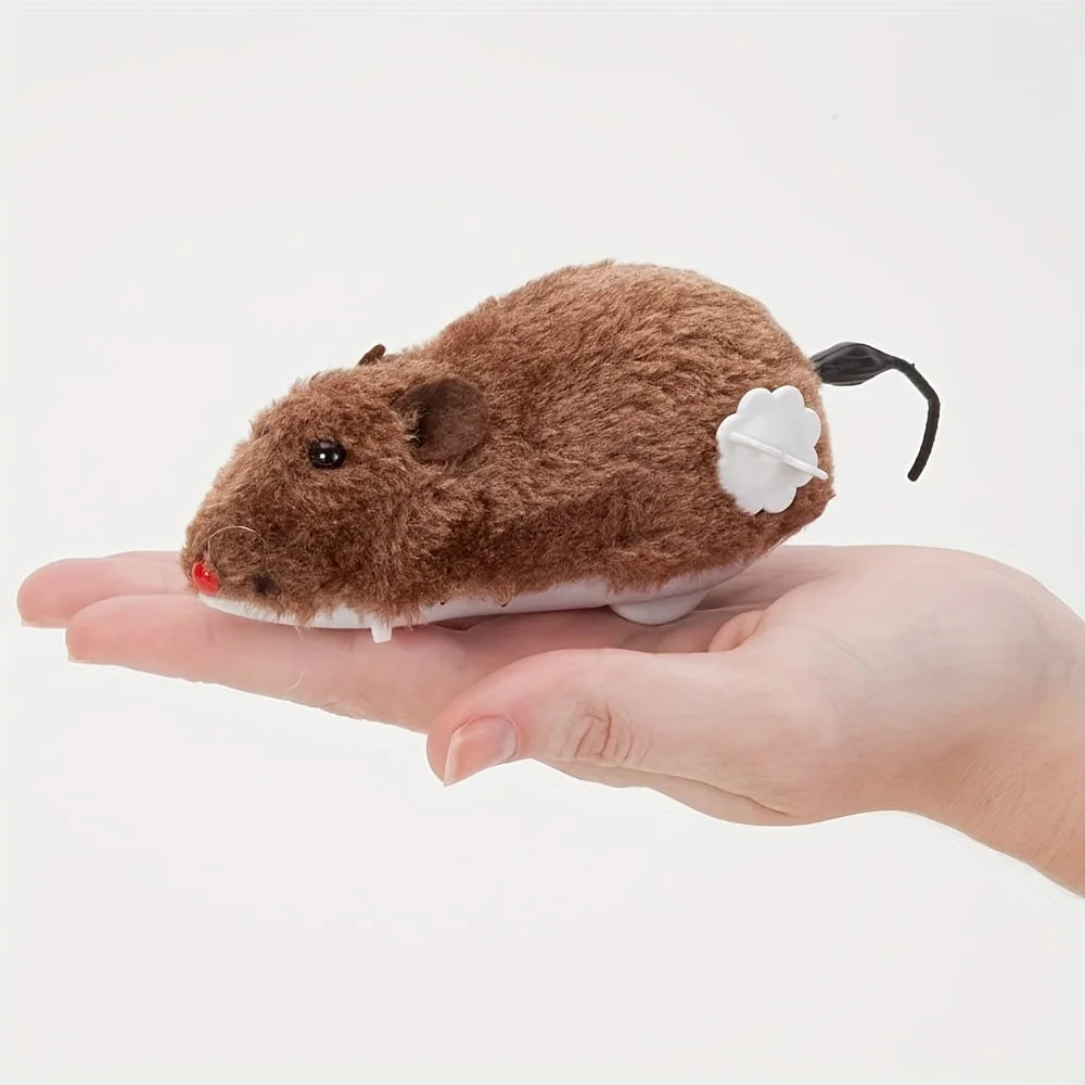 1/5 unidades Brinquedo Rato de Pelúcia Interativo de Corda para Gatos, Cães e Crianças, Brinquedo Animal Mecânico em Movimento para Brincar e Fazer Travessuras