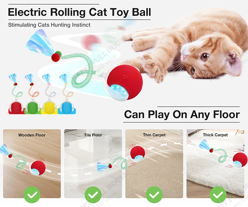 Brinquedos Interativos para Gatos com 3 Modos de Jogo, Brinquedos Automáticos para Gatos, Bola Elétrica Móvel para Gatinhos Entediados e Gatos Adultos