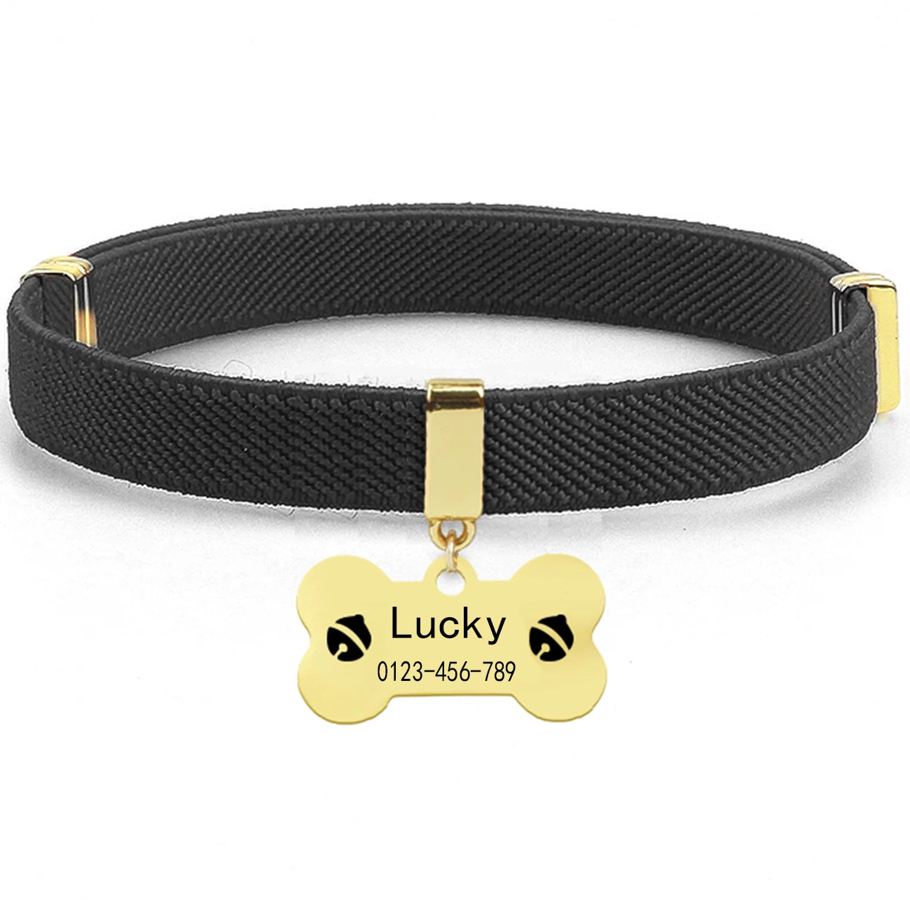 Coleira de Gato Personalizada com Placa de Identificação de Metal com AirTag Destacável para Gatinhos Coleiras Ajustáveis para Gatos, Filhotes e Cães