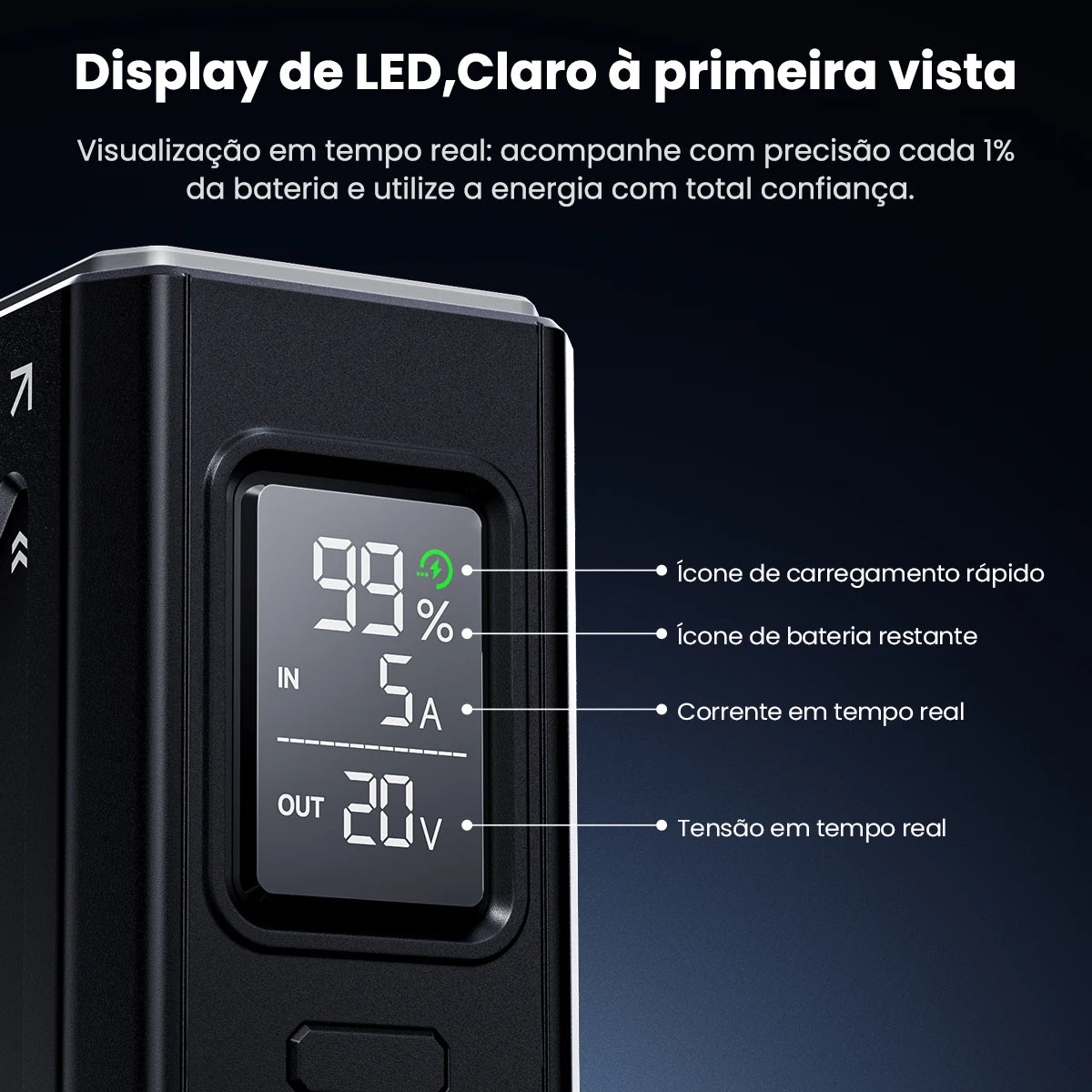 Power Bank 70000mAh 140W Carregamento Rápido Lanterna Camping
