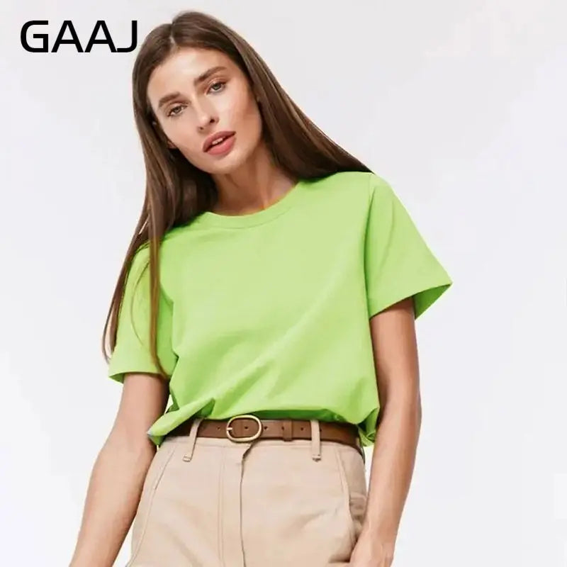 Camiseta Feminina 3XG 4XG 100 Algodão Oversized Casual Lisa Manga Curta Verão Top Básico de Rua Roupa de Qualidade - Rosa 4XG