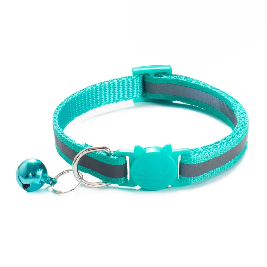 Cute Fashion with Bells Adjustable Size Cat Head Pattern Nylon Buckles Kitten Decor Cat Neck Strap Pet Accessories Cat Collar