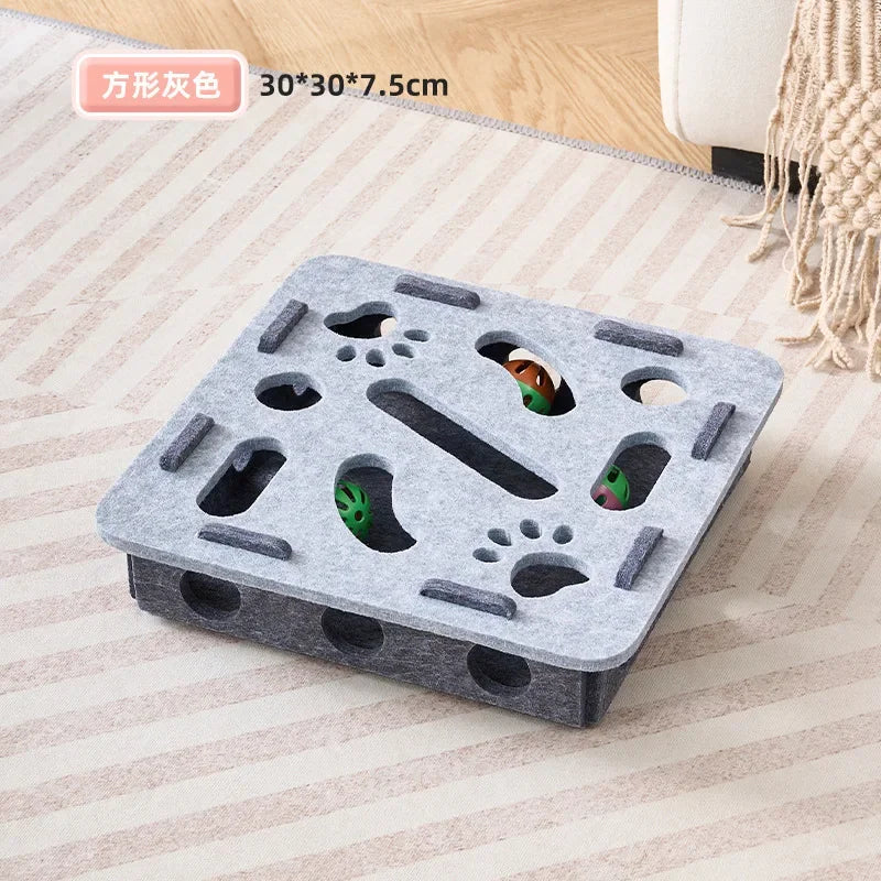 Brinquedo de Quebra-Cabeça para Gatos, Caixa de Feltro para Quebra-Cabeça, Brinquedo para Exercitar Gatos com Bolinha, Esporte Interno, Entretenimento, Brinquedos de Caça para Gatos Internos