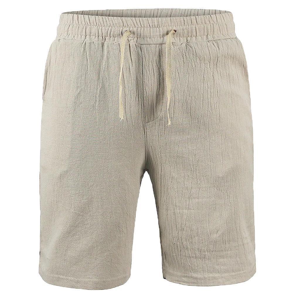 Novos Shorts Masculinos de Algodão e Linho Calças Masculinas de Verão Respiráveis ​​Cor Sólida Calças de Linho Fitness Streetwear P-3G