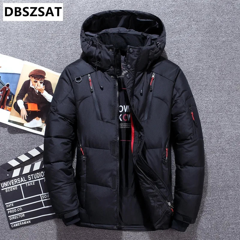 '-20 Degree Winter Down Coat Men White Duck Down Parkas Jacket Mens Thick Warm Snow Parka Jacket Overcoat Windbreaker Warm Parkas