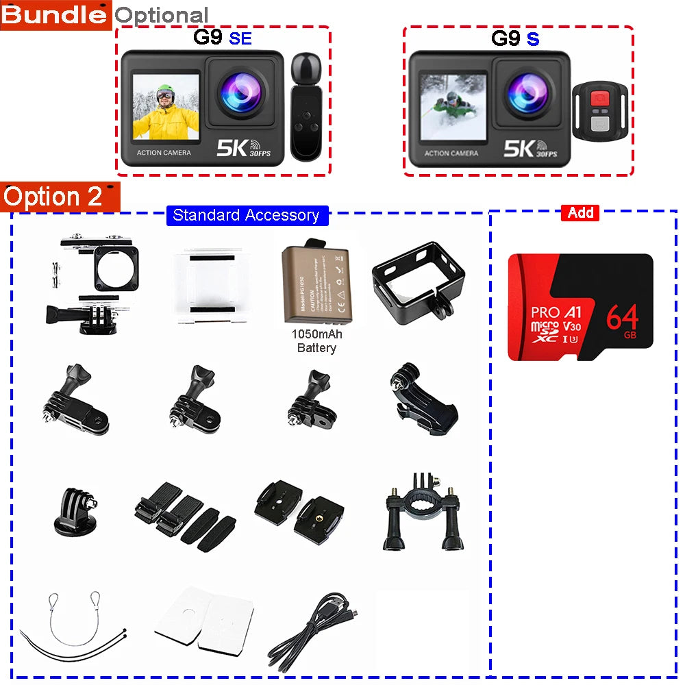 Action Camera 5K - 4K60FPS 50MP - 2.0 Touch EIS