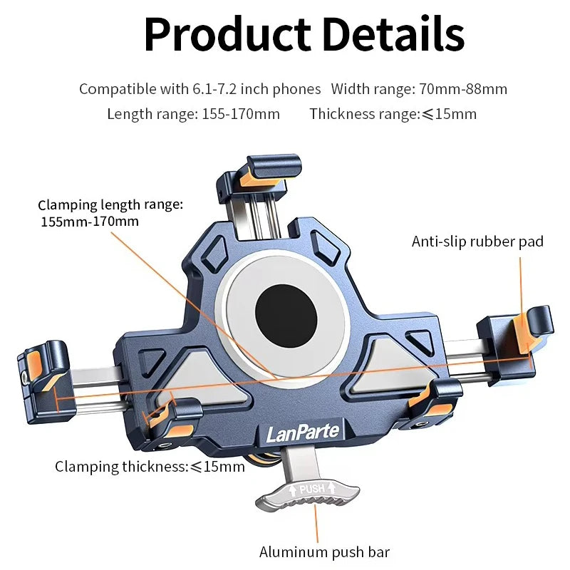 Suporte de Celular para Motos à Prova de Choque de Metal WonderNest