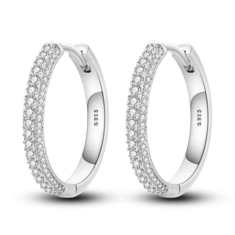 Love Heart Earrings 925 Sterling Silver Original Shining Zircon Heart Hoop Earrings For Women Wedding Anniversary Jewelry Gift