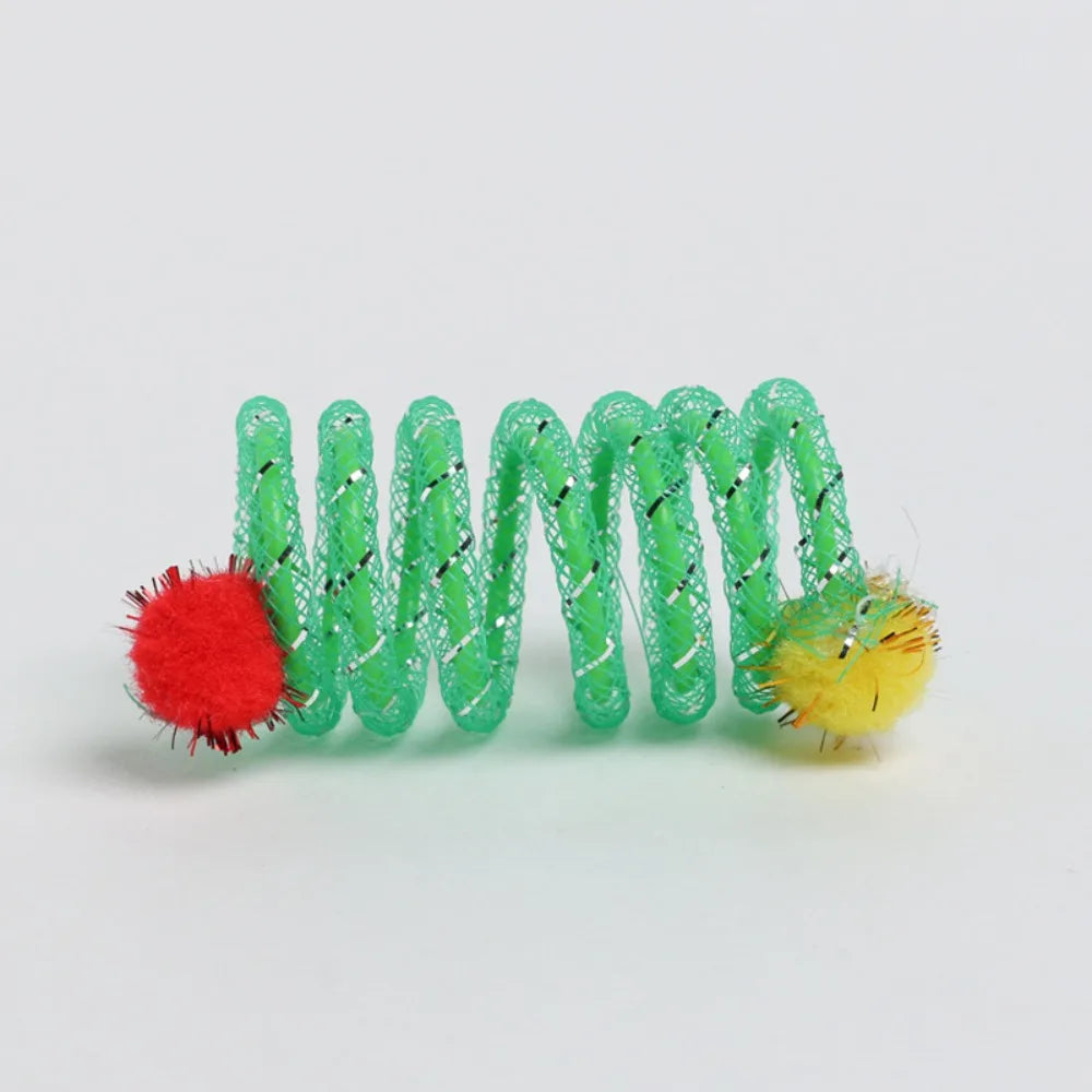 1 Peça Molas Coloridas com Bola de Pelúcia Brinquedo para Gatos Mastigarem para Brincadeiras Internas e Externas Estimulando a Curiosidade e