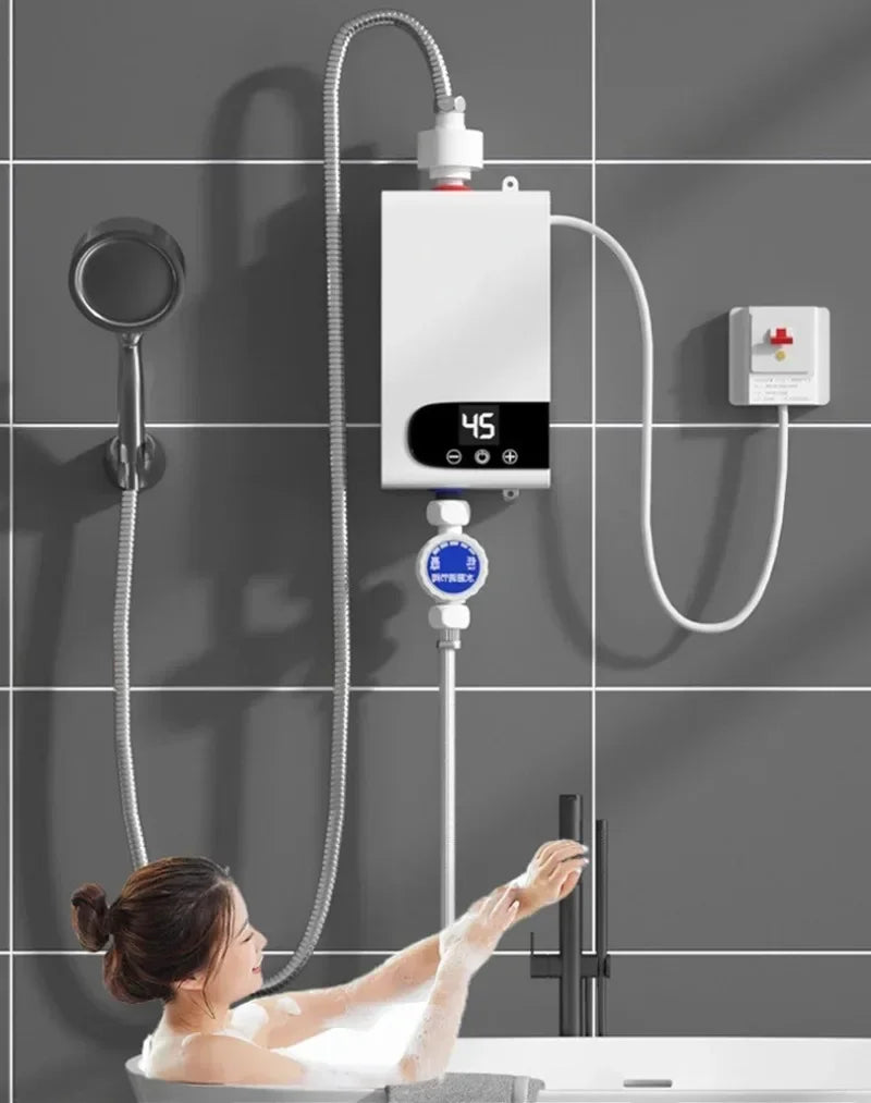 5500W Aquecedor de Água Mais Recente Aquecedor de Água Instantâneo Sem Reservatório Torneira Instantânea para Cozinha Quente Torneira Guindaste LED Digital
