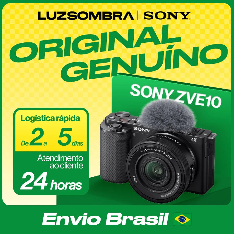 【 Do Brasil】Sony - Alpha ZV-E10 - Câmera Digital Mirrorless 24.20MP 4K APS-C Câmera Profissional Compacta Para Fotografia ZVE10K